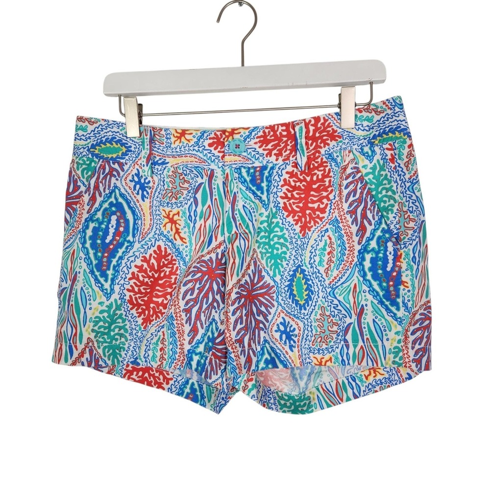 LILLY‎ PULITZER Callahan Shorts Womens 4 Let Minnow Coral Reef Beach Summer